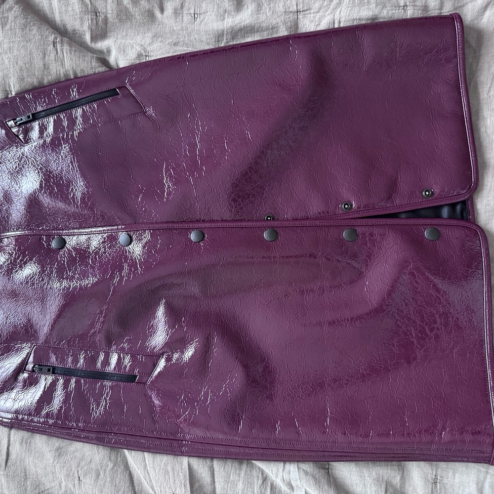 Glossy Burgundy Button-Down Skirt - Picture 5 of 5
